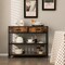 Rustic Brown Console Table with Folding Fabric Drawers and 2 Open Shelves